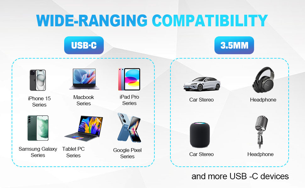 USB C to 3.5mm aux cable cord