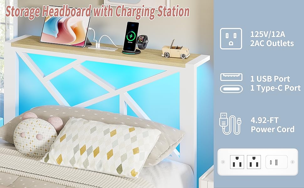 ベッドフレーム White bed frame Amazon.com: ChicZhiNest Twin White Metal Bed Frame with USB