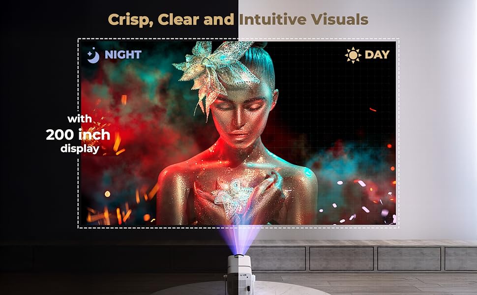 Transform your room with a massive 150-inch screen size.