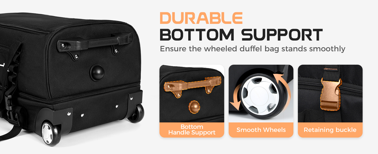 rolling duffle bag with wheels