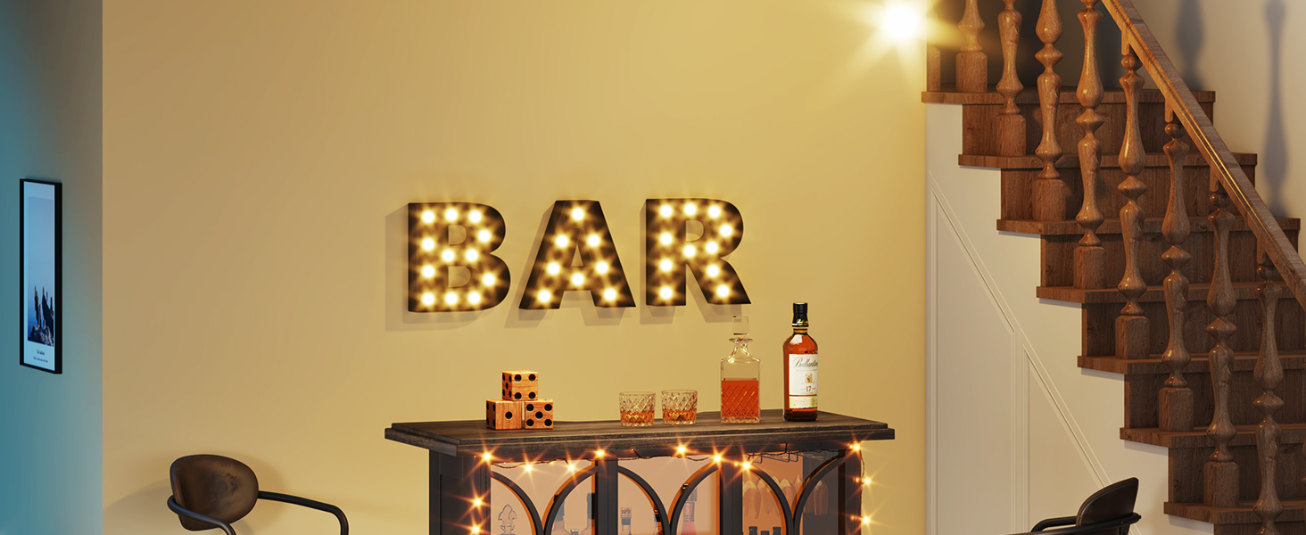 Tribesigns Home Bar Unit, Industrial Liquor Bar Table with
