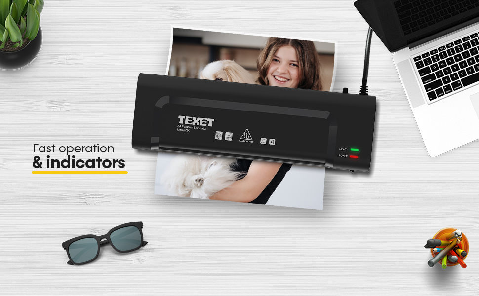 Texet LMA4QX portable laminator 2 MIN Quick Warm Up Jam release