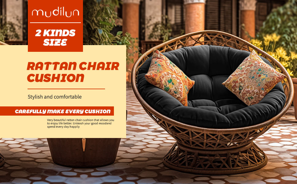 mudilun Papasan Chair Cushion 44inch Round Chair Pillow