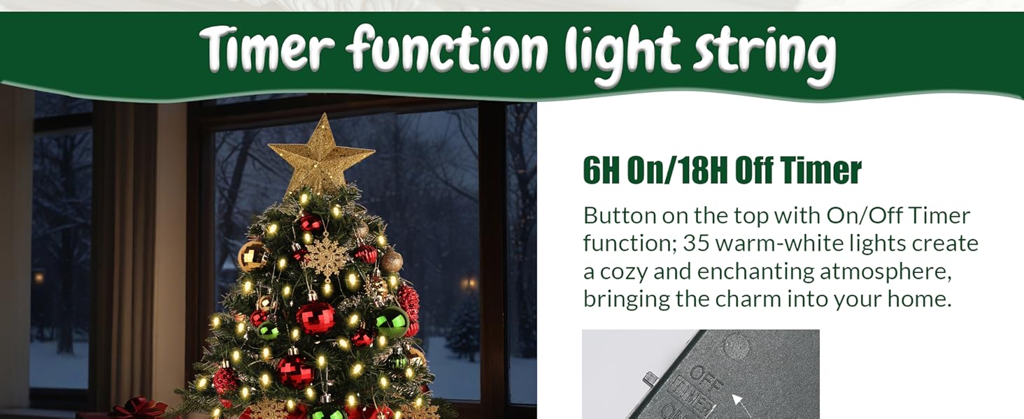 Mini Small Tabletop Christmas Tree 24 Inch /2FT Xmas Christmas Tree with WarmWhite