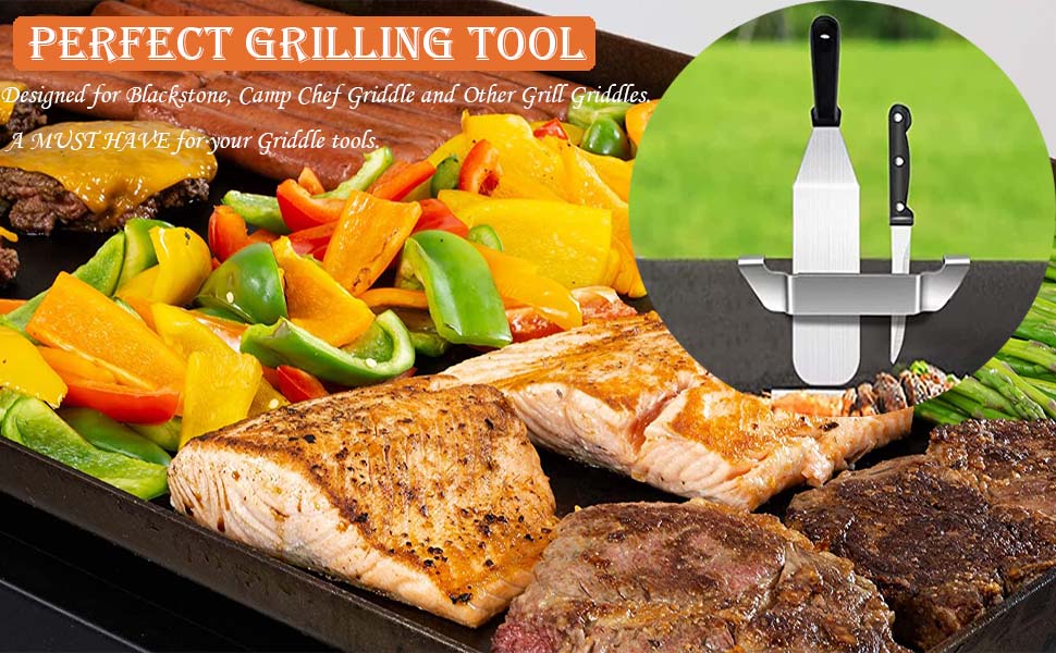 Stainless Steel Griddle Spatula Holder，Grill Barbecue Tool