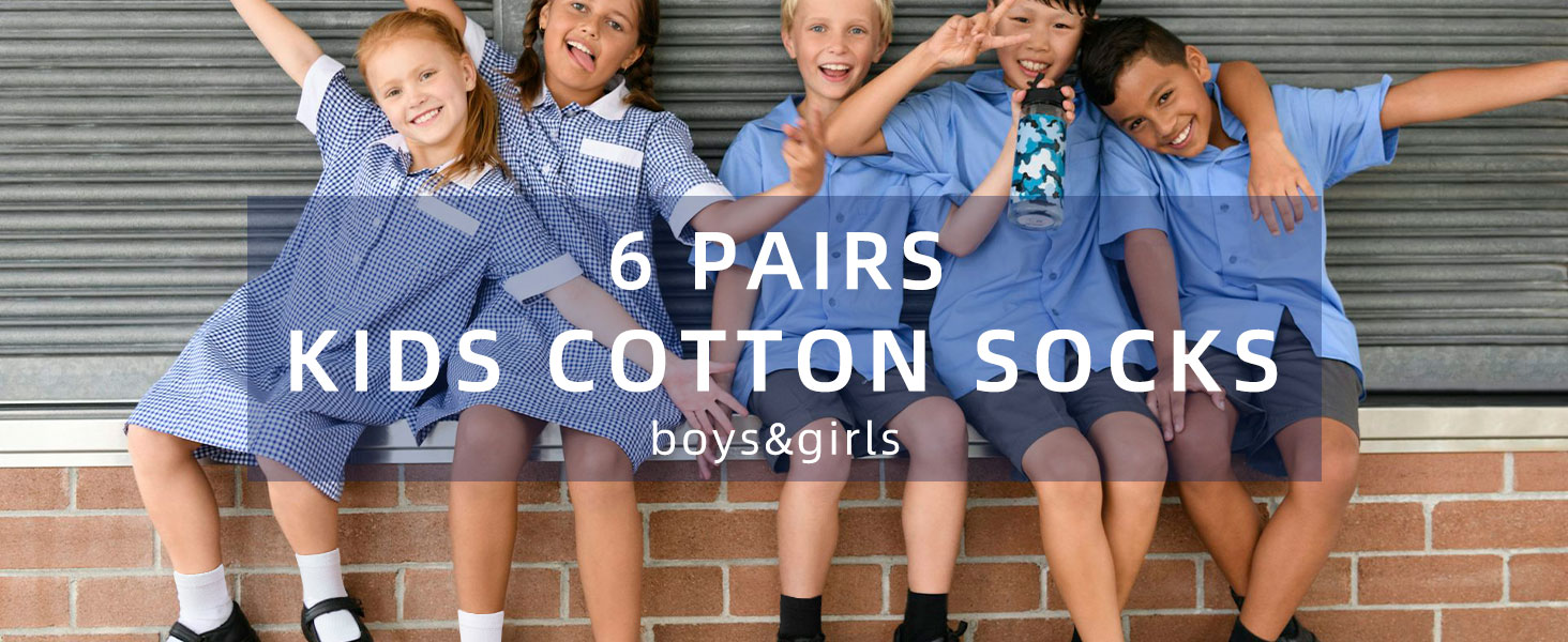 6 Pairs Kids Socks for Girls School Uniform
