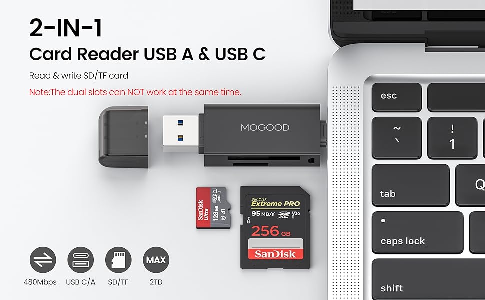 MOGOOD SD Card Reader USB C Memory Card Reader USB 2.0 Micro SD Adapter