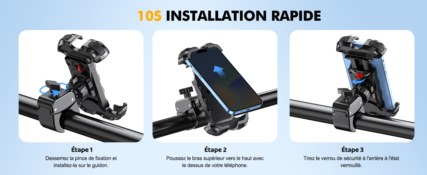 Support Téléphone Vélo Support Téléphone Moto 360°Rotation Universel Porte Telephone Velo vtt