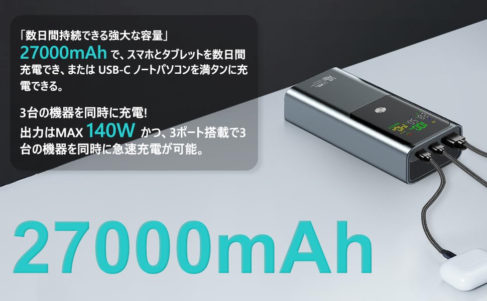 Raydyn モバイルバッテリー (250W・27000mAh）単ポート140Ｗ Amazon | Raydyn モバイルバッテリー (250W・27000mAh）単ポート