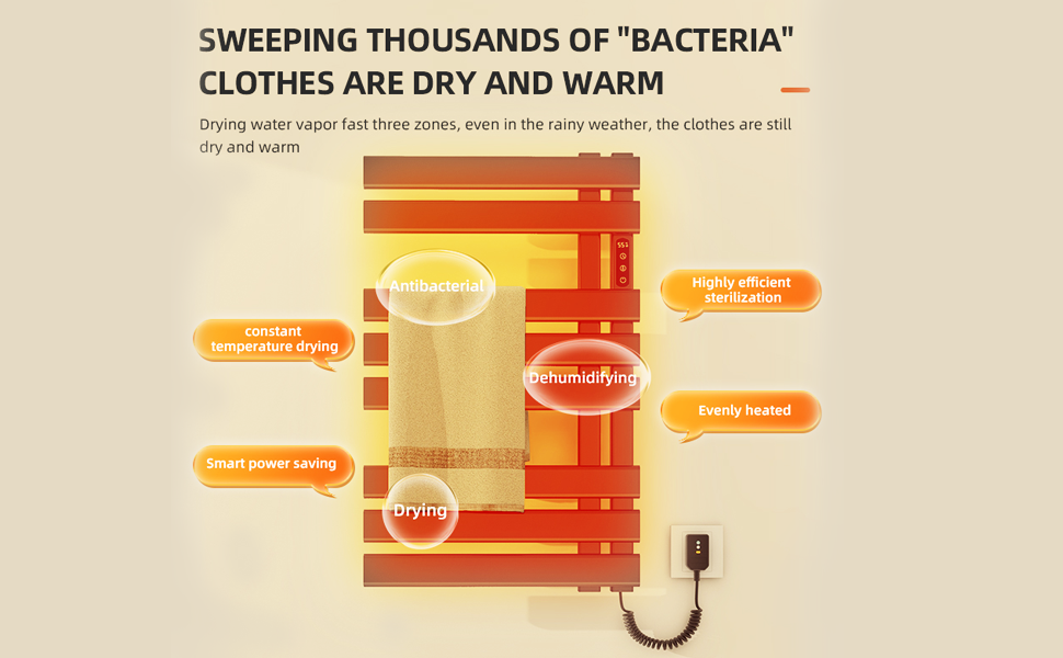 Electric Heated Towel Warmer Rack, Wall Mounted Electric Towel Warmer Rack