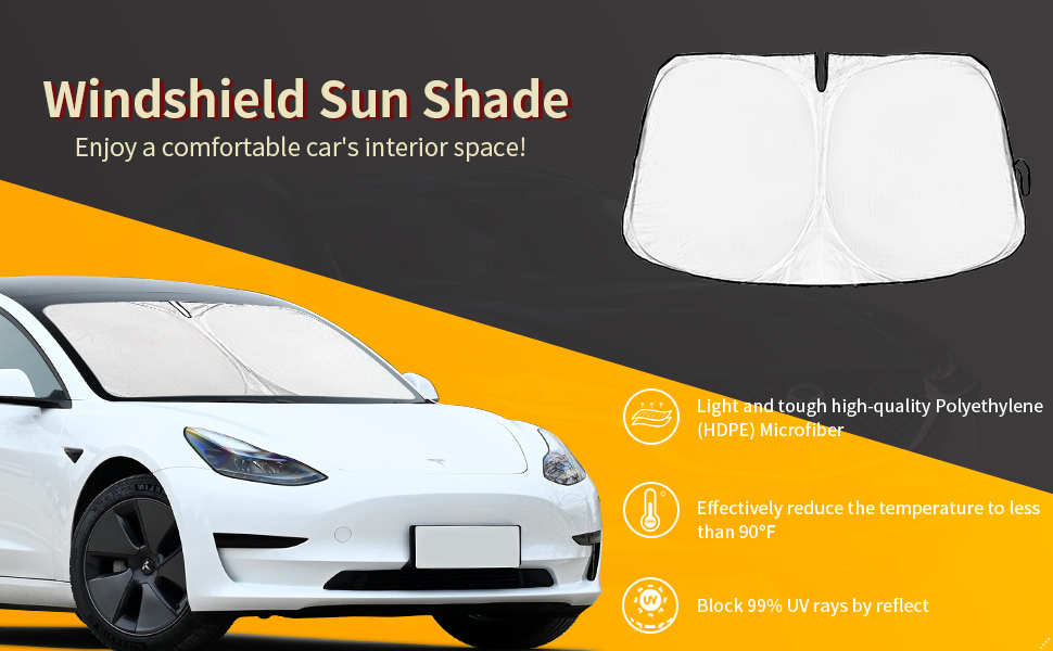 ZOIBV Windshield Sunshade Exclusively Designed for Tesla Model 3/Y