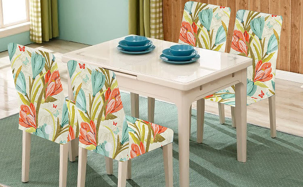 Crudly Elastic Chair Cover Stretchable Washable Dining Chair Cover