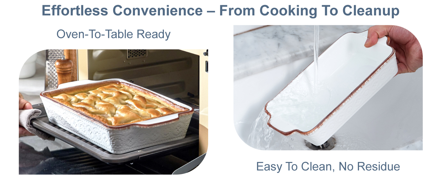 Bakeware Set for Baking Cake Cooking Kitchen Banquet, Microwave & Dishwasher Safe, Cream White