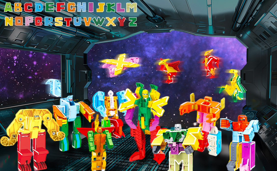 FIRE BULL 26 Piece Alphabet Robots Toys for Kids, Alphabet