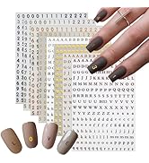 Letter Nail Stickers Holographic Number Nail Art Stickers 3D Self-Adhesive Black White Number Nai...