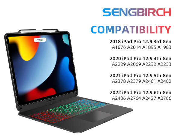 Amazon.com: SENGBIRCH for iPad Pro 12.9 Case with Keyboard, Touch