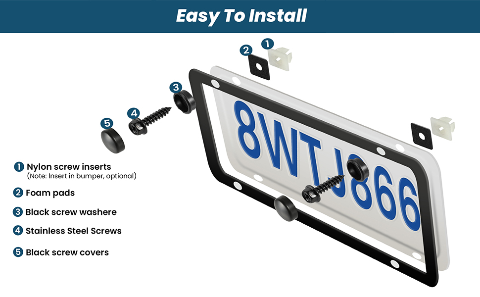 40Pcs License Plate Screws Kit, Premium Rustproof License