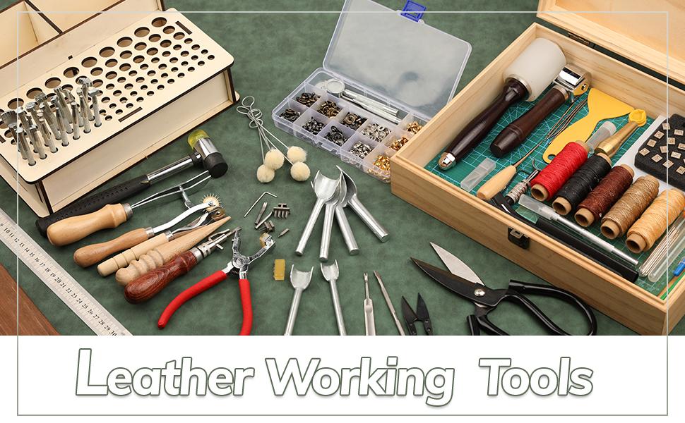 285 Pcs Leather Tool Set, Leather Craft Kit with Wood Leather Craft