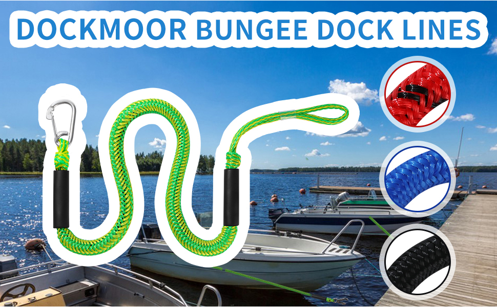 DockMoor Bungee Dock Lines for Boats Marine Mooring Lines