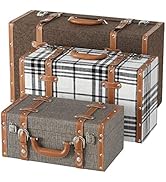 WHW Whole House Worlds Iconic Suitcase Storage Boxes, Set of 3, Plaid, Herringbone and Tweed Cove...