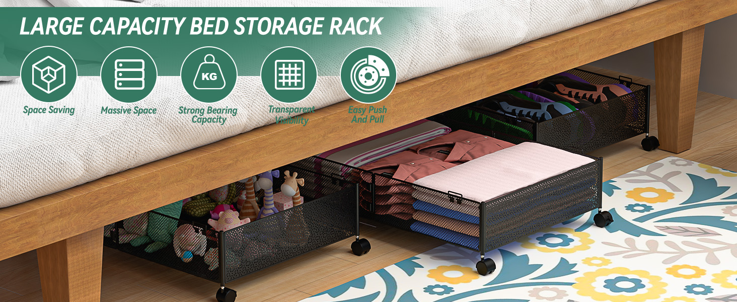 TUMUCUTE Under Bed Storage, Underbed Storage Containers