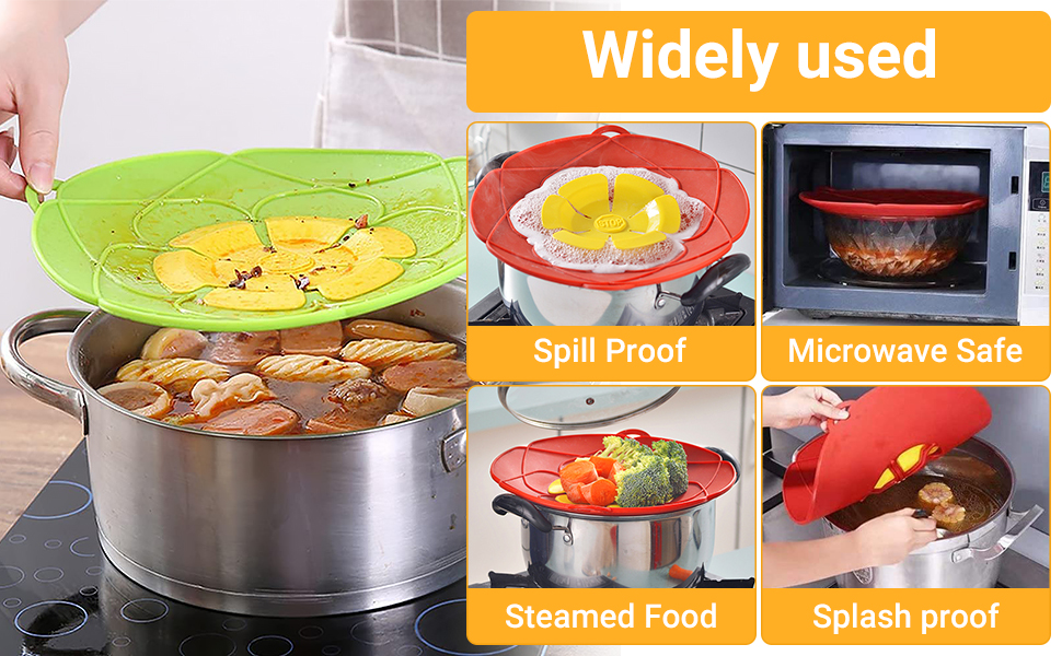 Spill Stopper Lid Cover,2Pcs Silicone Pan Lid 10"&11.5" Splatter Guard