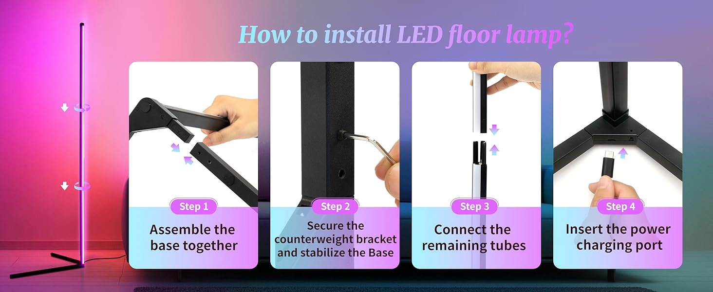 luzzup LED Corner Lamp Works with APP, 55'' RGB Ambience Lighting,16