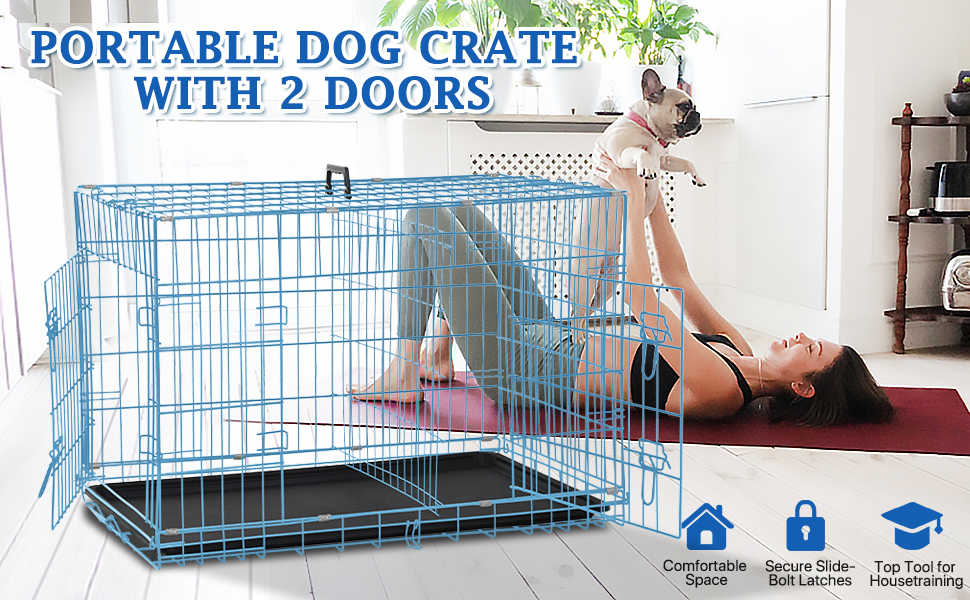 Portable Dog Crate with 2 doors