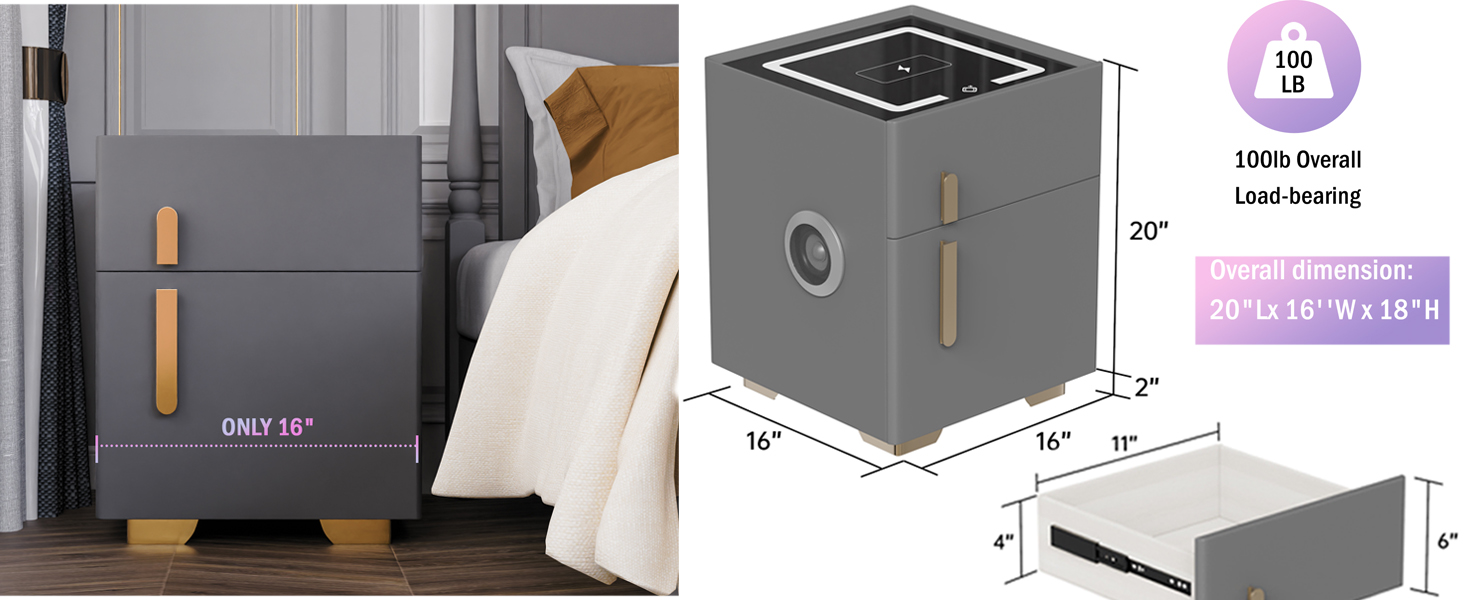 Nightstand with 2 Drawers