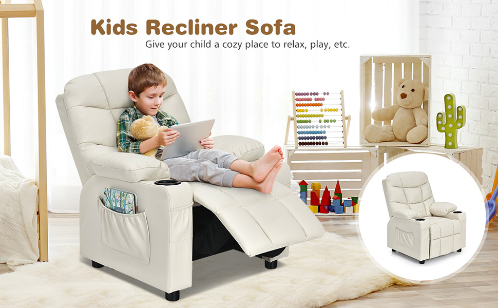 Kids Recliner Chair with Cup Holder