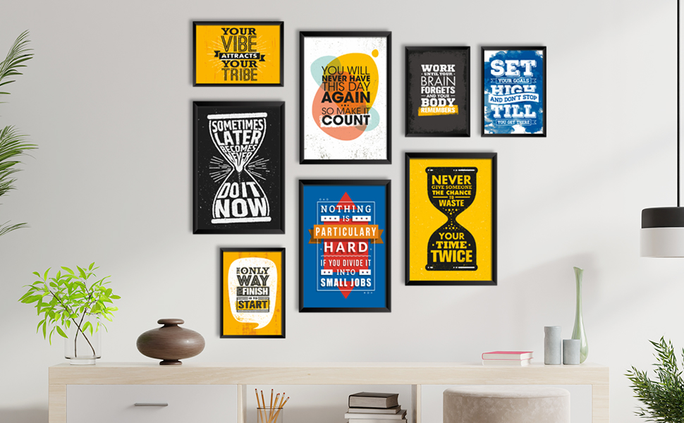 PAPER PLANE DESIGN Quotes Wall Framed Posters (2 Sizes, set of 8 frames