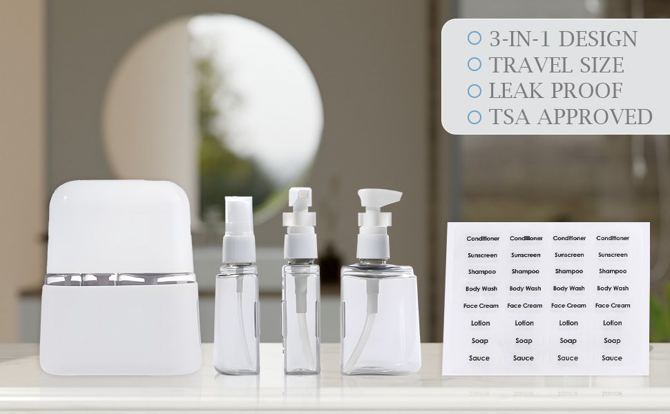 RONRONS 100ml/50ml Travel Bottles with Pump for Toiletries