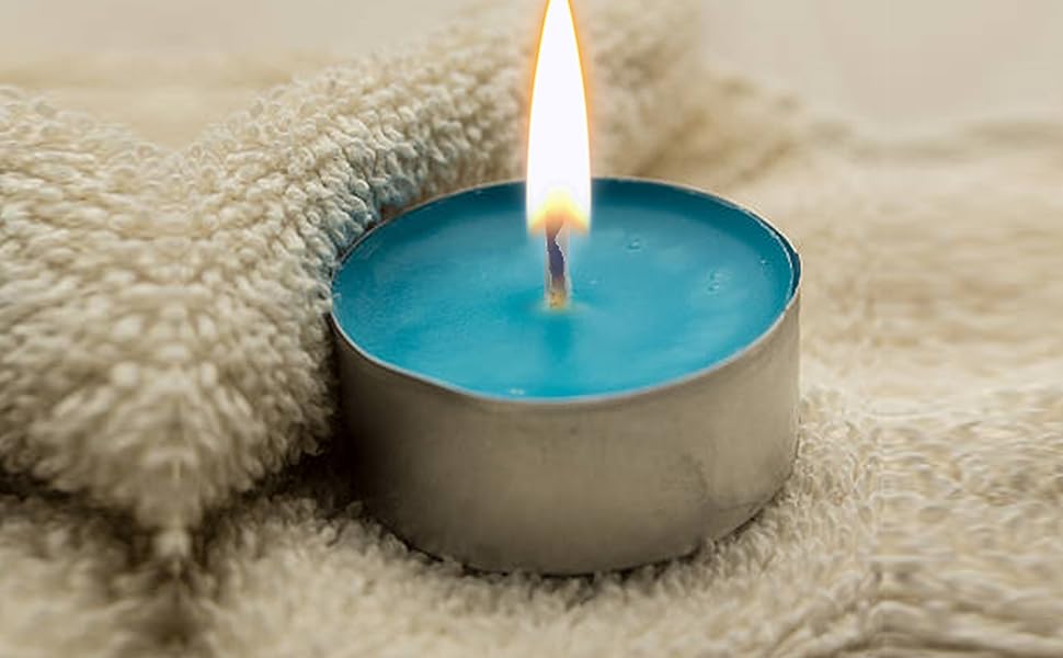 Aesthetics Tea Light Candles Metal Cups Blue Color Unscented 45