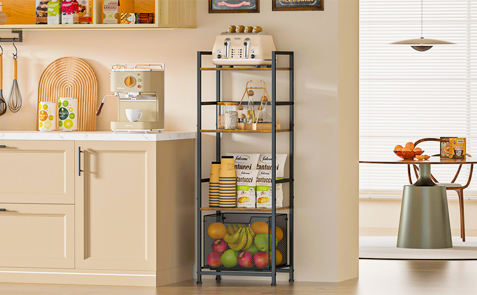 4Tier Standing Storage Shelves, Narrow Shelving Unit for