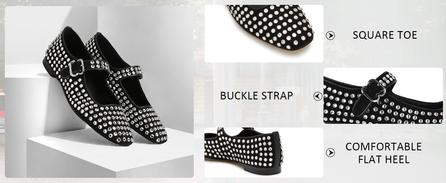 black rhinestone flats