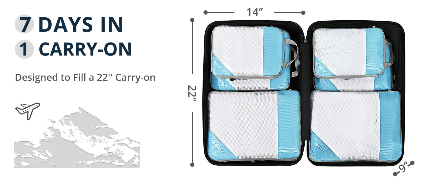 Compression Packing Cubes Travel Organizer, NICOSHOW Packing Cubes for Carryon Luggage
