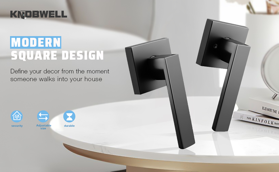 KNOBWELL 6 Pack Black Interior Door Handles Passage Function Heavy Duty