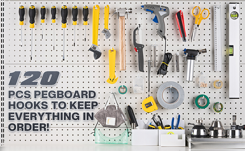Pegboard Hooks 120PCS,Pegboard Accessories Organizer Kit,Peg Board