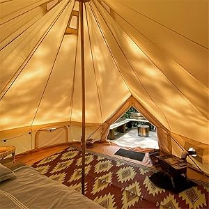 DANCHEL OUTDOOR 4 Season Oxford Glamping Tent, Waterproof Yurt Tent Bell Tent with Stove Jack for Camping White 22 stove
