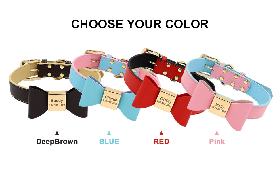 Beirui Cute Personalized Bowtie Dog Collar for Small