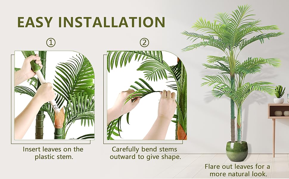 6FT Fake Palm Trees 2pcs, Artificial Golden Cane Palm Tree