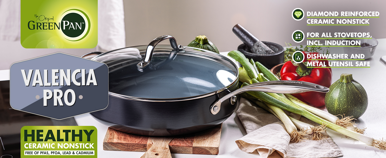 GreenPan Valencia Pro Hard Anodized Healthy Ceramic Nonstick 4.5QT