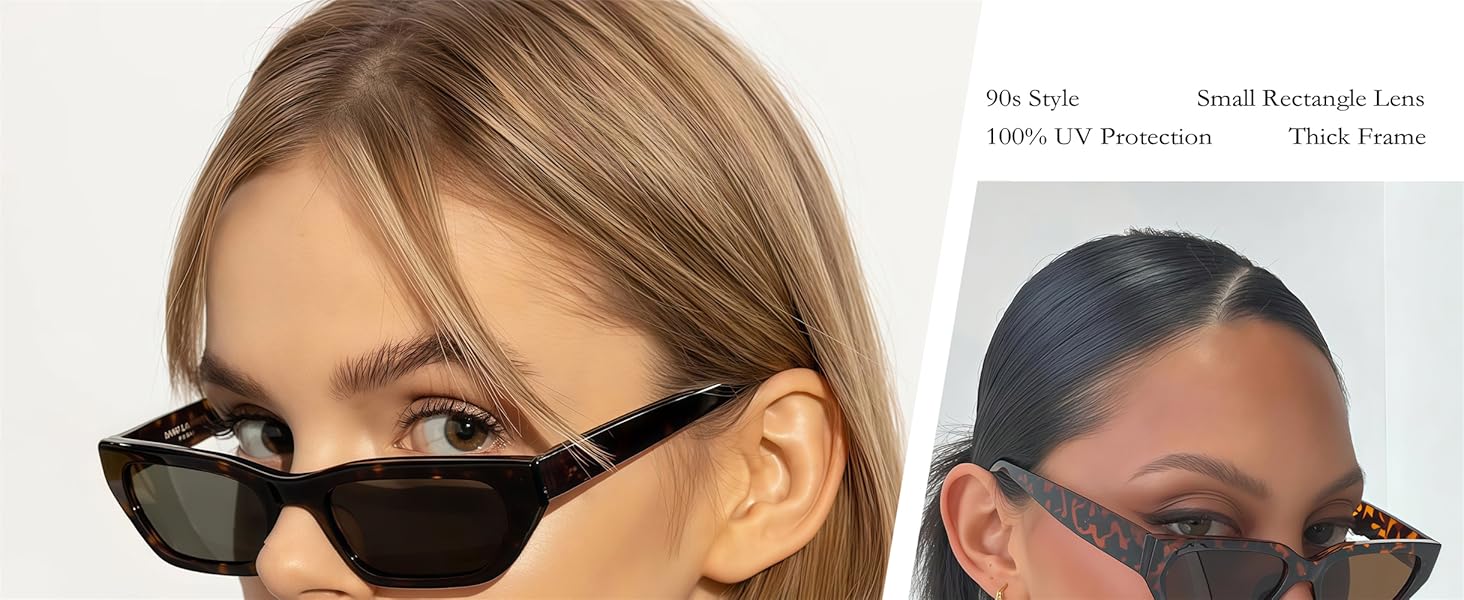 Retro Rectangular Sunglasses for Women Men