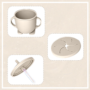 Cream-colored ceramic soup bowl with two handles and matching lid. Lid has a circular knob handle on top.