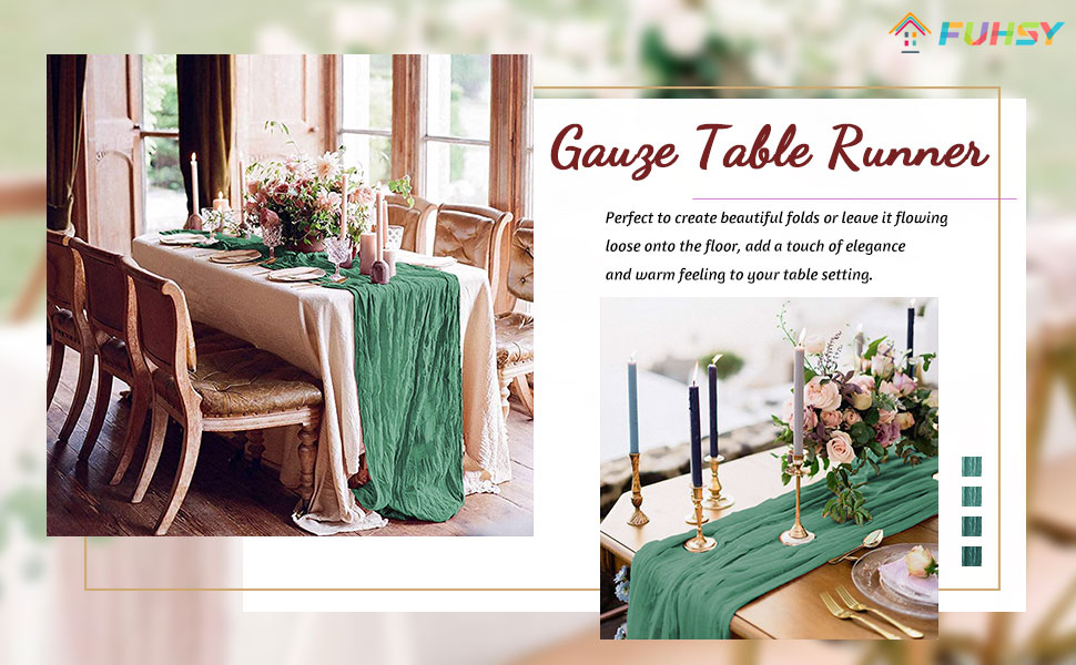 Cheesecloth Table Runner Green Table Runner Gauze 36x120