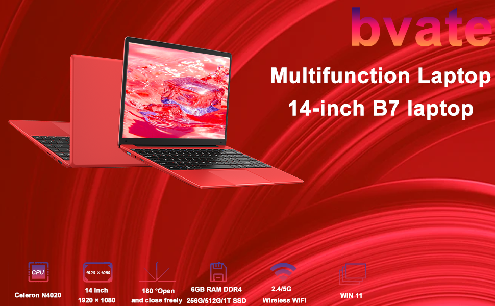 bvate Notebook 256 GB 14 Inch Win 11 N4020 Support Expansion 1 to SSD