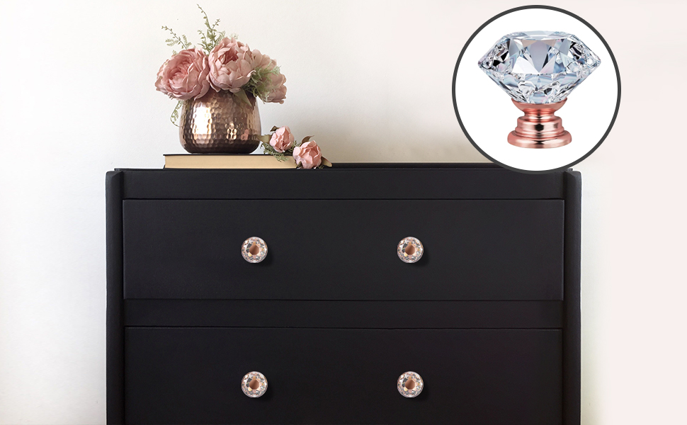 Vandicka 20 Pack 30mm Crystal Glass Door Knobs Cupboard