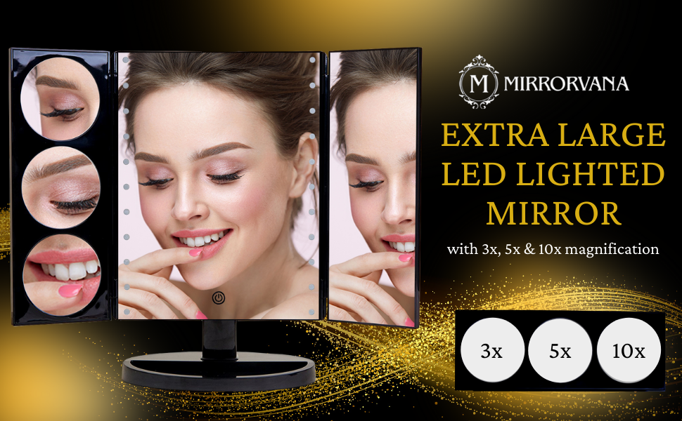 MIRRORVANA XLarge LED Illuminated Makeup Mirror for Vanity, Desk and