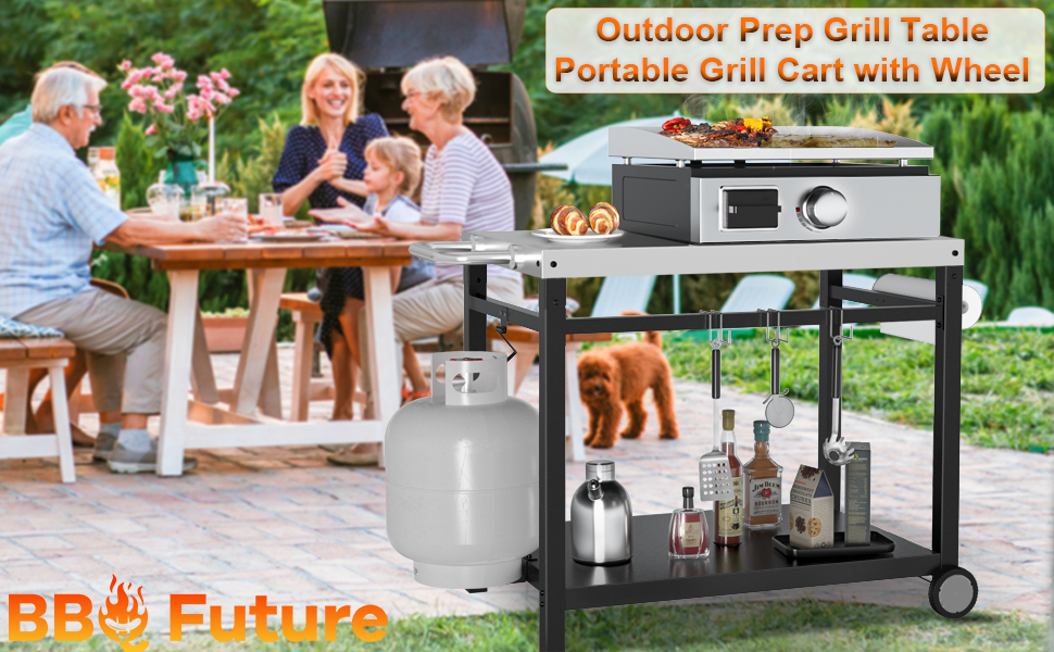 BBQ Future Outdoor Grill Cart Pizza Oven Table, New