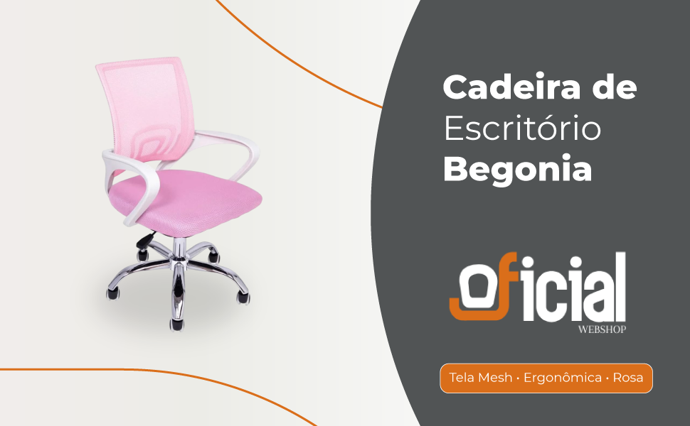  Cadeira de Escritório Begonia Tela Mesh Ergonômica Rosa 